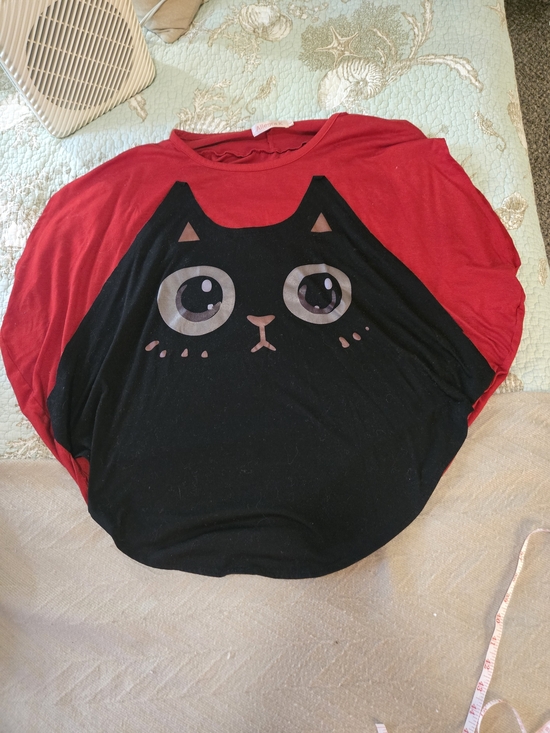 Allegra K Tops - 🐈‍⬛ Black Cat Batwing Tee M-L